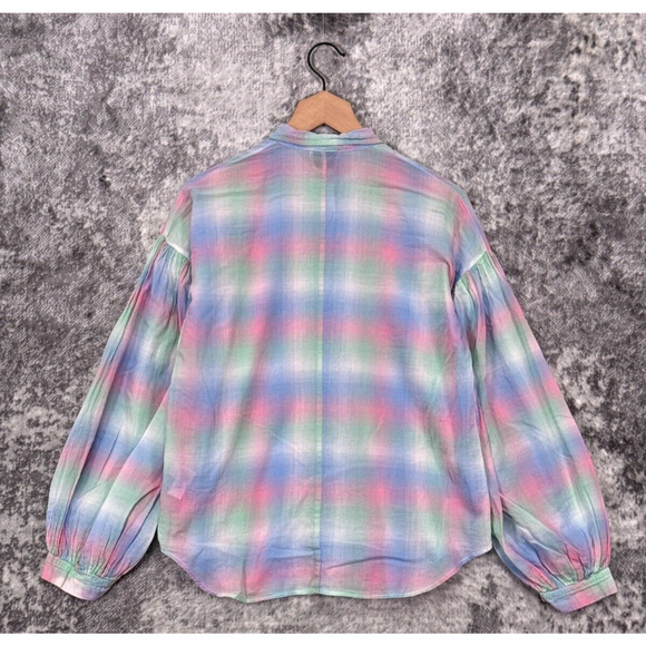 Forte Forte Top 1 / Small Womens Colorful Plaid Boxy Cotton Woven Button Shirt - Picture 3 of 8